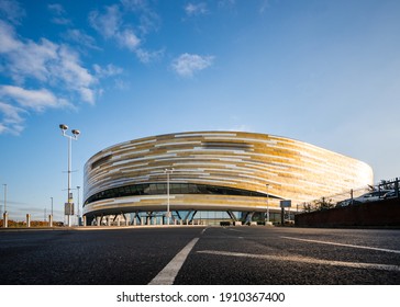 Derby Arena, England 20th January 2021 - Modern Sports Cycling Velodrome Stadium Open As Covid 19 Pandemic Vaccine Centre For Derbyshire Residents To Receive Vaccination