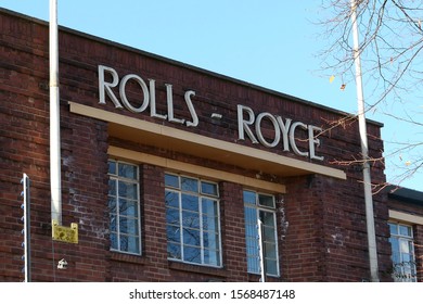 Derby, Derbyshire, England Oct 30, 2019
Original Rolls Royce Factory And Sign Derby