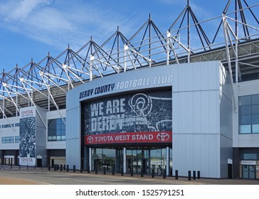 DERBY, ENGLAND - SEPTEMBER 13, 2019: Exterior View Of Pride Park Stadium In Derby, England