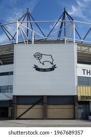 DERBY, ENGLAND - SEPTEMBER 13, 2019: Close Up View Of Pride Park Stadium In Derby, England