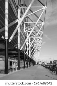 DERBY, ENGLAND - SEPTEMBER 13, 2019: Detail View Of Pride Park Stadium In Derby, England