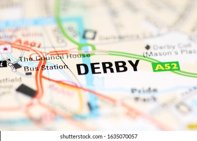 Derby On A Geographical Map Of UK