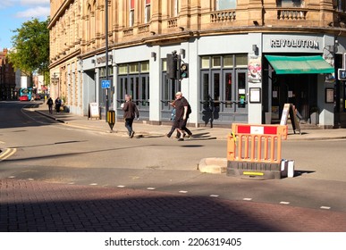 Derby, UK 09 24 2022 People Crossing A City Road