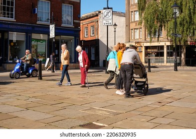 Derby, UK 09 24 2022 People In A Town Center