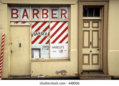 Derelict, Abandoned Barber Shop, Now Closed For Business