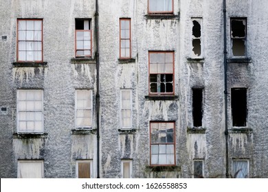 Derelict Abandoned Council House In Poor Housing Crisis Ghetto Estate Slum In Port Glasgow Uk