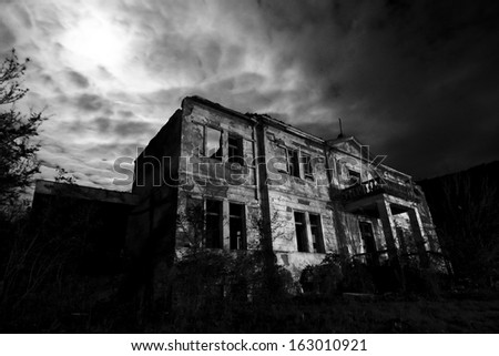 Derelict Abandoned Horror House at Night