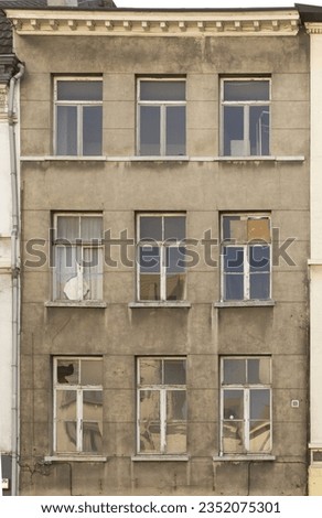 Derelict building facade exterior front side uv map