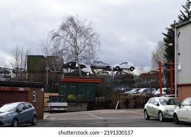 Derelict Cars Stored At Industrial Site