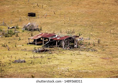 Derelict Ruins Of An Old Shed On An Australian Dairy Farm Gone Broke With Low Milk Prices And The Economic Downturn