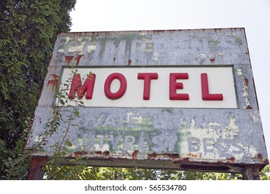 Derelict Vintage Seedy MOTEL Sign.