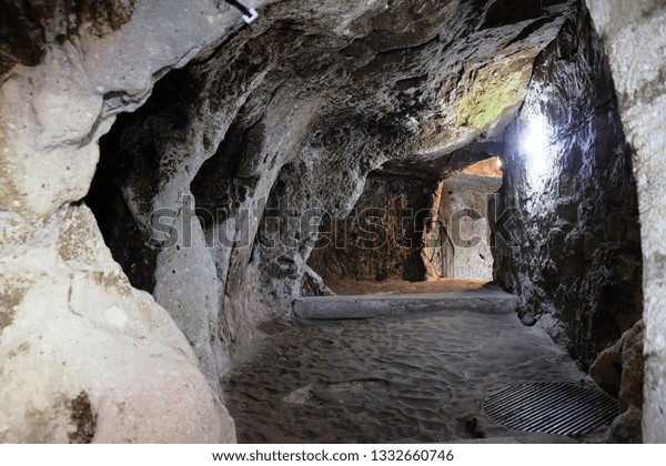 Derinkuyu Cave Underground City Cappadocia Turkey Stock Photo ...