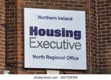 Derry, Northern Ireland- Sept 27, 2020: The Sign For Northern Ireland Housing Executive In Derry.