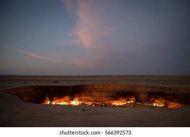 Derweze Gas Crater Known As 'The Door To Hell,Turkmenistan