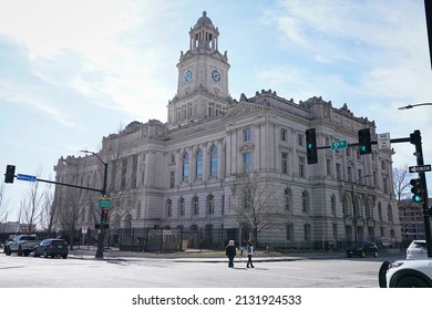 Des Moines, IAUSA - Feb 2022: Photograph Of The Polk County Historic Courthouse