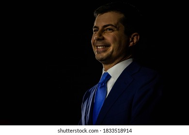 Des Moines, IA/USA February 3, 2020: Mayor Pete Buttigieg Declares Himself Victorious Of The Iowa Caucus