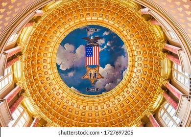 Des Moines, Iowa - August 16, 2018: Iowa State Capitol Dome Viewed From The Inside.