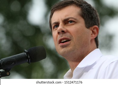 Des Moines, Iowa - September 21, 2019:  Pete Buttigieg, Democratic presidential candidate, speaks to the crowd at a political rally.
