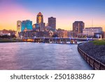 Des Moines, Iowa, USA. Cityscape image of Des Moines skyline, Iowa, USA at summer sunset.