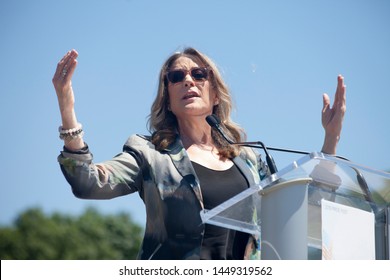 Des Moines, Iowa, USA - June 8, 2019.
Author, lecturer and Presidential Candidate Marianne Williamson speaks at the Capital City Pride Festival Meet the Candidates forum in Des Moines, Iowa.