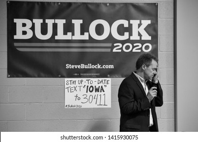 Des Moines, Iowa USA. May 16, 2019.
Presidential Candidate Steve Bullock (D – Montana) Makes A Speech At A Campaign Stop At Confluence Brewery In Des Moines, Iowa.
