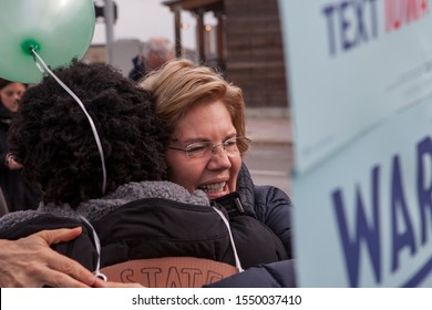 Des Moines, Iowa, USA November 1, 2019
Democratic Presidential Candidate Elizabeth Warren (D-Massachusetts) Hugs A Supporter Outside The Iowa Democratic Party’s Liberty And Justice Celebration,