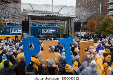 Des Moines, Iowa, USA November 1, 2019
Supporters Of Democratic Presidential Candidate Pete Buttigieg (D-Indiana) Rally Outside The Iowa Democratic Party’s Liberty And Justice Celebration.