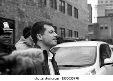 Des Moines, Iowa, USA November 1, 2019
Democratic Presidential Candidate Pete Buttigieg (D-Indiana) Walks With Supporters To The Iowa Democratic Party’s Liberty And Justice Celebration In Des Moines, 