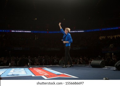 Des Moines, Iowa, USA November 1, 2019
Democratic Presidential Candidate Elizabeth Warren (D-Massachusetts) Gives A Speech At The Iowa Democratic Party’s Liberty And Justice Celebration In Des Moines,