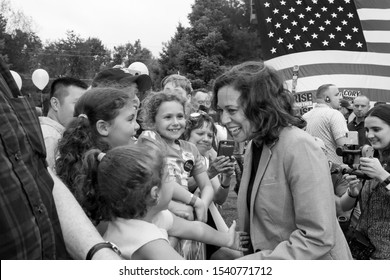 Des Moines, Iowa, USA September 21, 2019
Presidential candidate Kamala Harris (D- California) speaks to supporters at the Polk County Iowa Democrats annual Steak Fry in Des Moines, Iowa.

