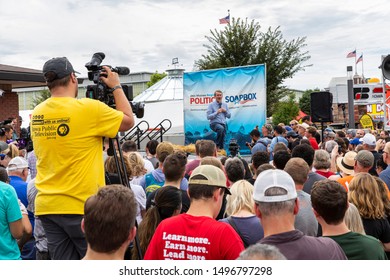 Des Monies, Iowa / USA - August 11, 2019: 2020 Democratic Presidential Candidate Senator Michael Bennet Stump At The Iowa State Fair.