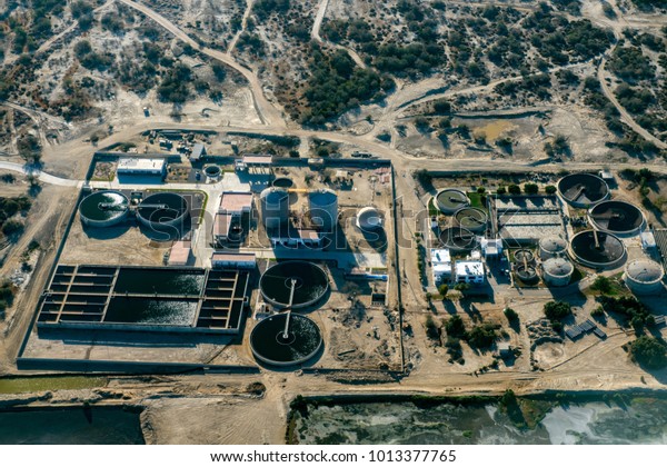 Desalization Plant in the desert aerial view
panorama landscape