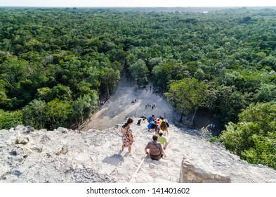 Descending Coba Pyramid