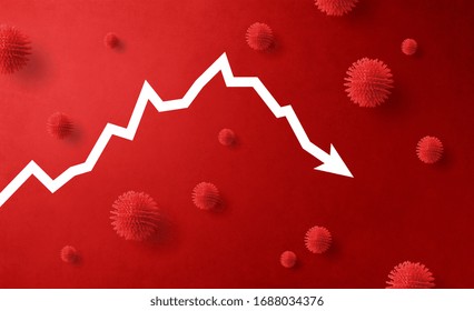 Descending graph, danger, crisis, impact and corona virus concept. - Shutterstock ID 1688034376