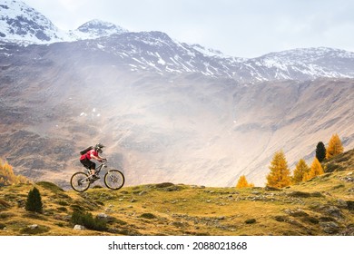 descent with mountain bike in the high mountains - Shutterstock ID 2088021868