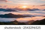 Description:
"Capture the beauty of a tranquil sunrise over misty mountains, where soft, golden sunlight gently lights up the valleys below. This image portrays the calmness of nature and the breathta