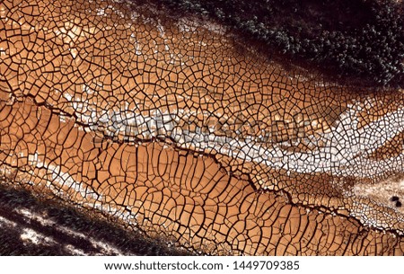 Desert Aerial view. beautiful cracks in the ground. texture, deep crack. Effects of heat and drought. effects of global warming. cracked desert landscape