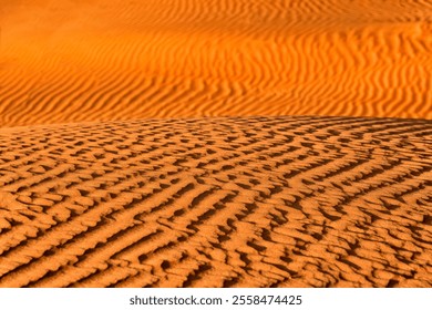 Desert background pattern graphics. Summer Safari excursions and travel. Sandy desert Wahiba in Oman, Near East - Powered by Shutterstock