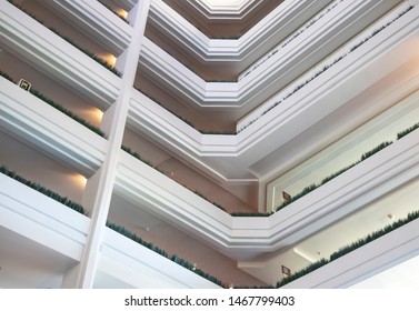 ๋Palm Desert, California USA- July 24 2019: The Inside View Of JW Mariott Desert Springs Resort And Spa. 