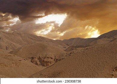 Desert canyon of Wadi Kelt in Israel