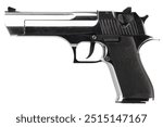 Desert eagle big caliber hand gun isolated on white background