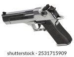 Desert eagle big caliber hand gun isolated on white background