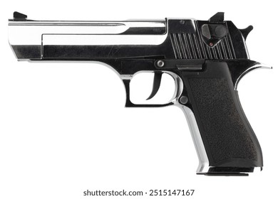 Desert eagle big caliber hand gun isolated on white background