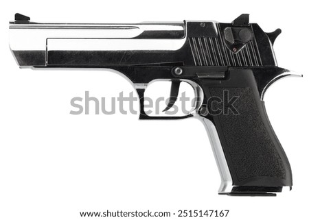 Desert eagle big caliber hand gun isolated on white background