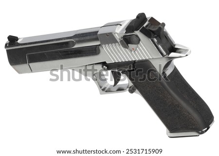 Desert eagle big caliber hand gun isolated on white background