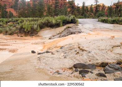 Desert Flash Flood At Red Canyon Utah USA