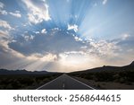 Desert Highway and Dramatic Clouds