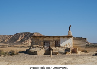 a desert house in a desertic land in Navarra, Spain. Bardenas Reales is a desertic land in the middle of Spain. An old house resists the high temperature.