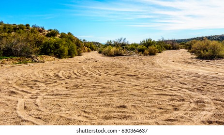 The desert landscape with its many dirt trails for outdoor activities along the Bartlett Dam Road in Tonto National Forest in Maricopa County Arizona USA  - Powered by Shutterstock