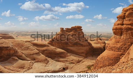 desert  landscape, mountain panorama view, saudi arabia